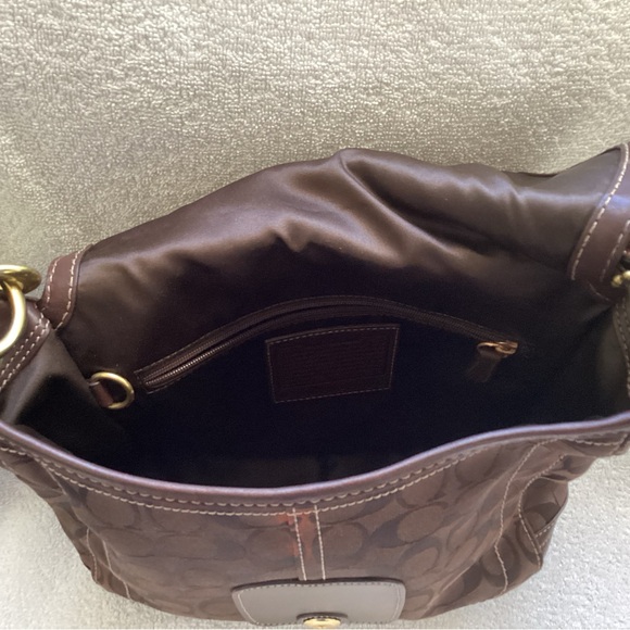 Coach Bleecker Mahogany Leather Jacquard Hobo 11434 Checkbook Wallet 40893 Set - Picture 5 of 9